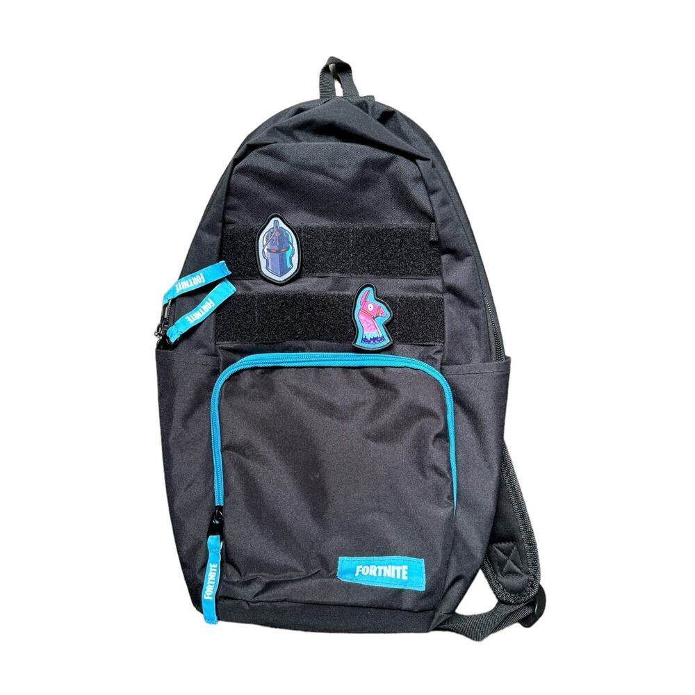 Fortnite Amplify Llama Black & Blue Sling Bag School BackPack Removable Patches